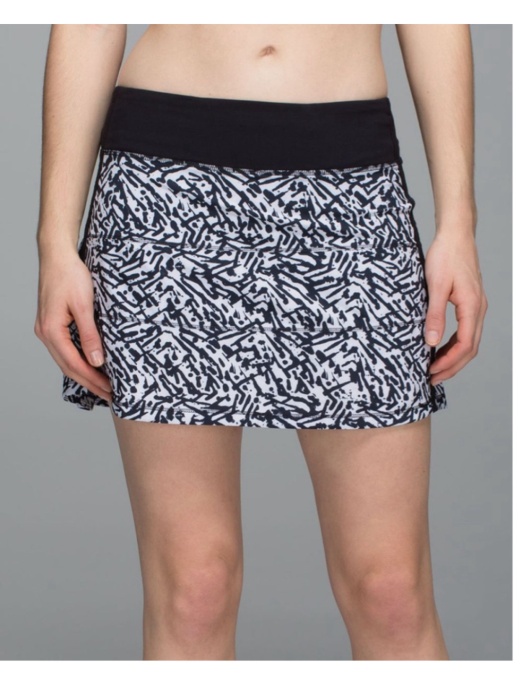 Lululemon Pace Rival Skirt II 4-way Brushed Animal White Black Sz 8 Tall!